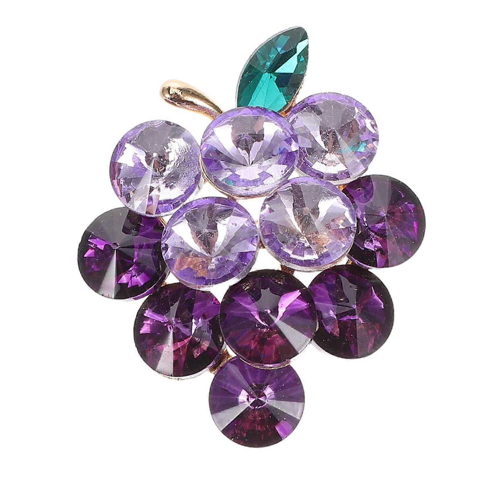 Grape Brooch Grape Cluster Enamel Lapel Pin With Sparkle Crystal Glass Accents For Jackets