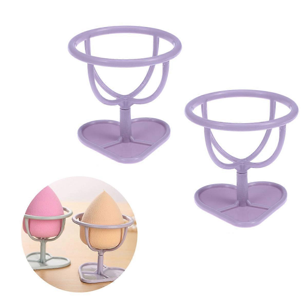 Makeup Sponge Holder Powder Puff Stand Holder Elegant Storage Shelf Bracket For Makeup Sponge Purple 2Pcs
