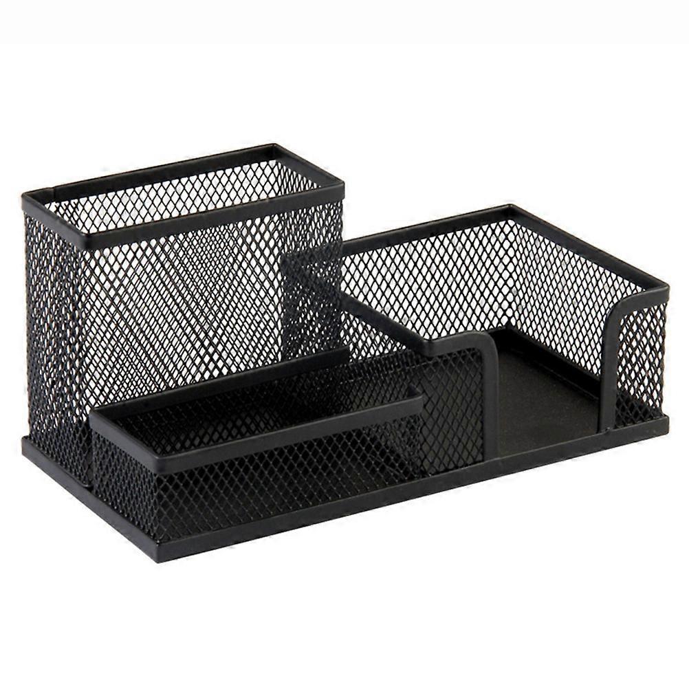 Metal Mesh Multifunctional Pen Holder Square Pencil Container Desk Organizer Storage Box for Office Black