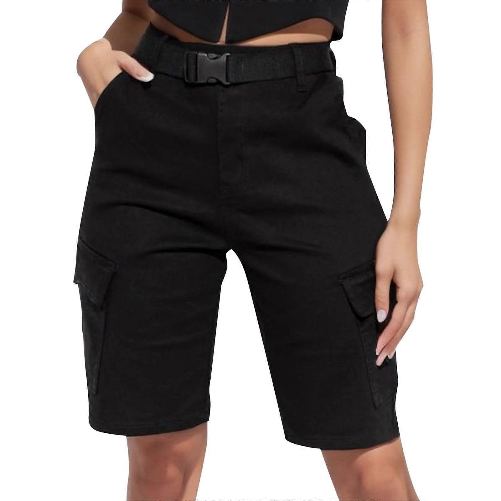 Sprinter Shorts Summer Fashion Trend, Solid Color Workwear, Five in Pants Short Black M