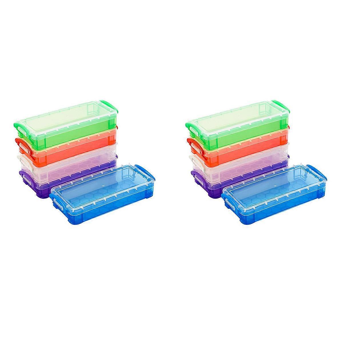 10Pcs Large Capacity Plastic Pencil Box Clear Pencil Case Crayon Box
