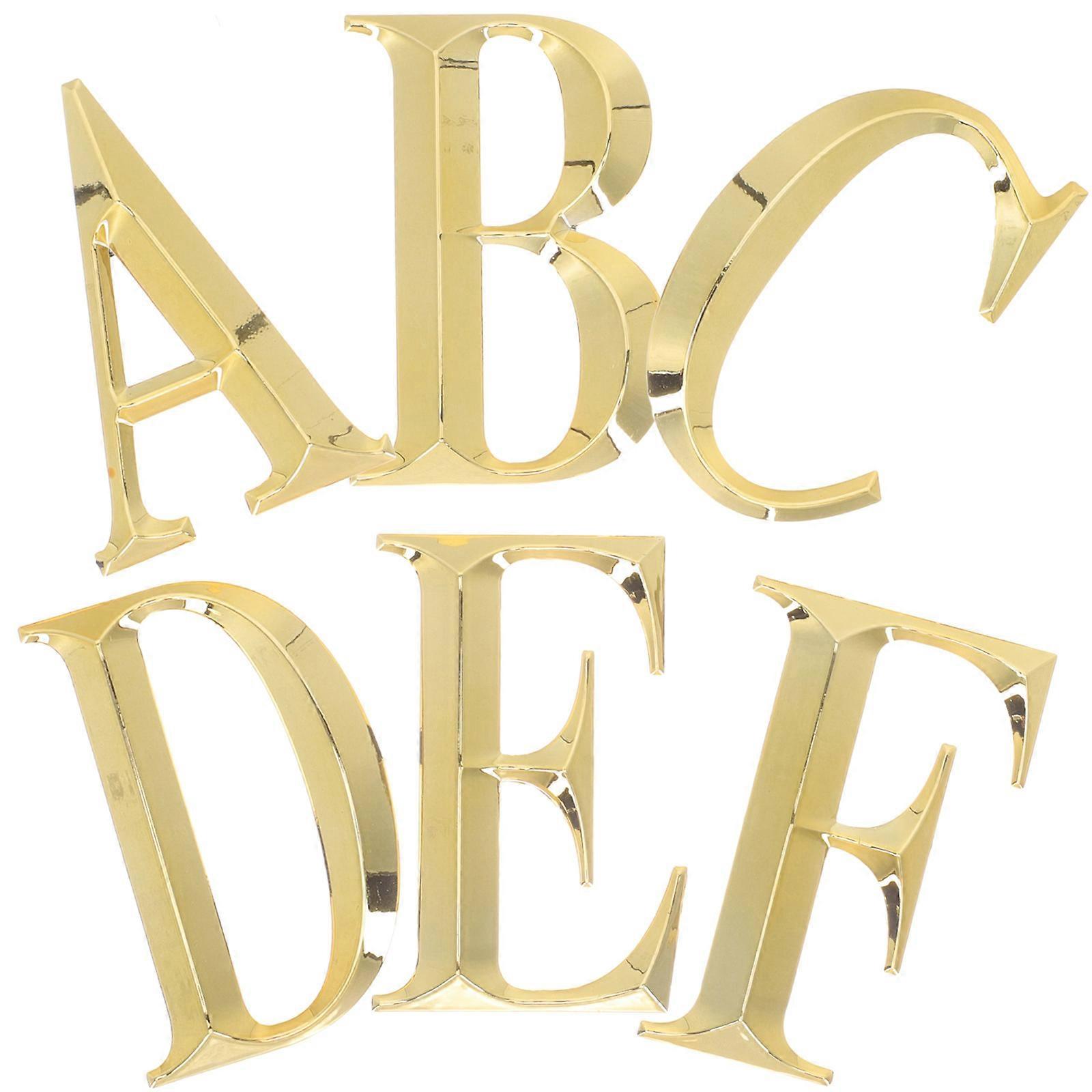 Self-Adhesive Door Alphabet A-F Alphabet Decals Address Identification Modern Simple Style 6Pcs Golden ABS