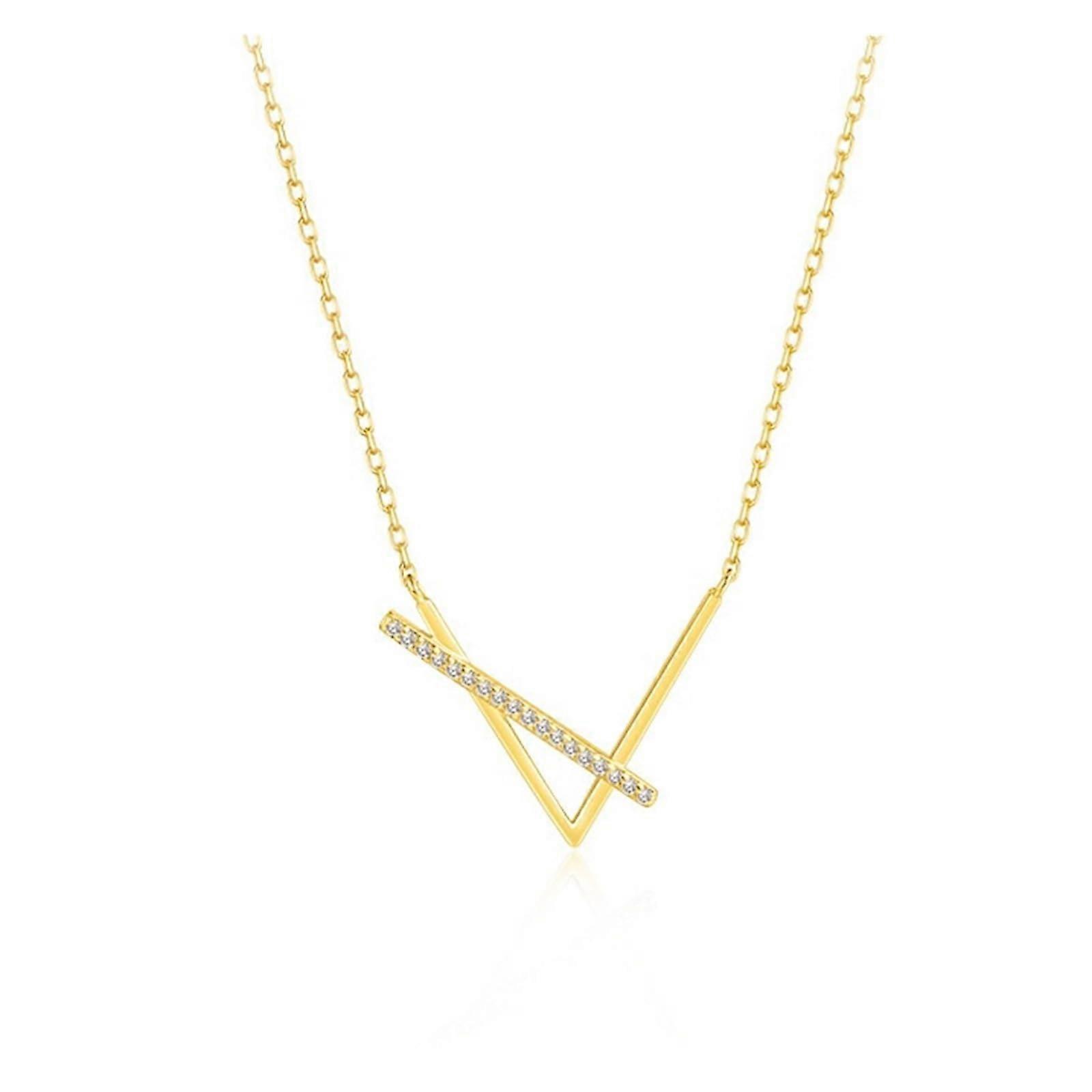 Fashionable Vshaped necklace, simple and elegant golden clavicle chain.