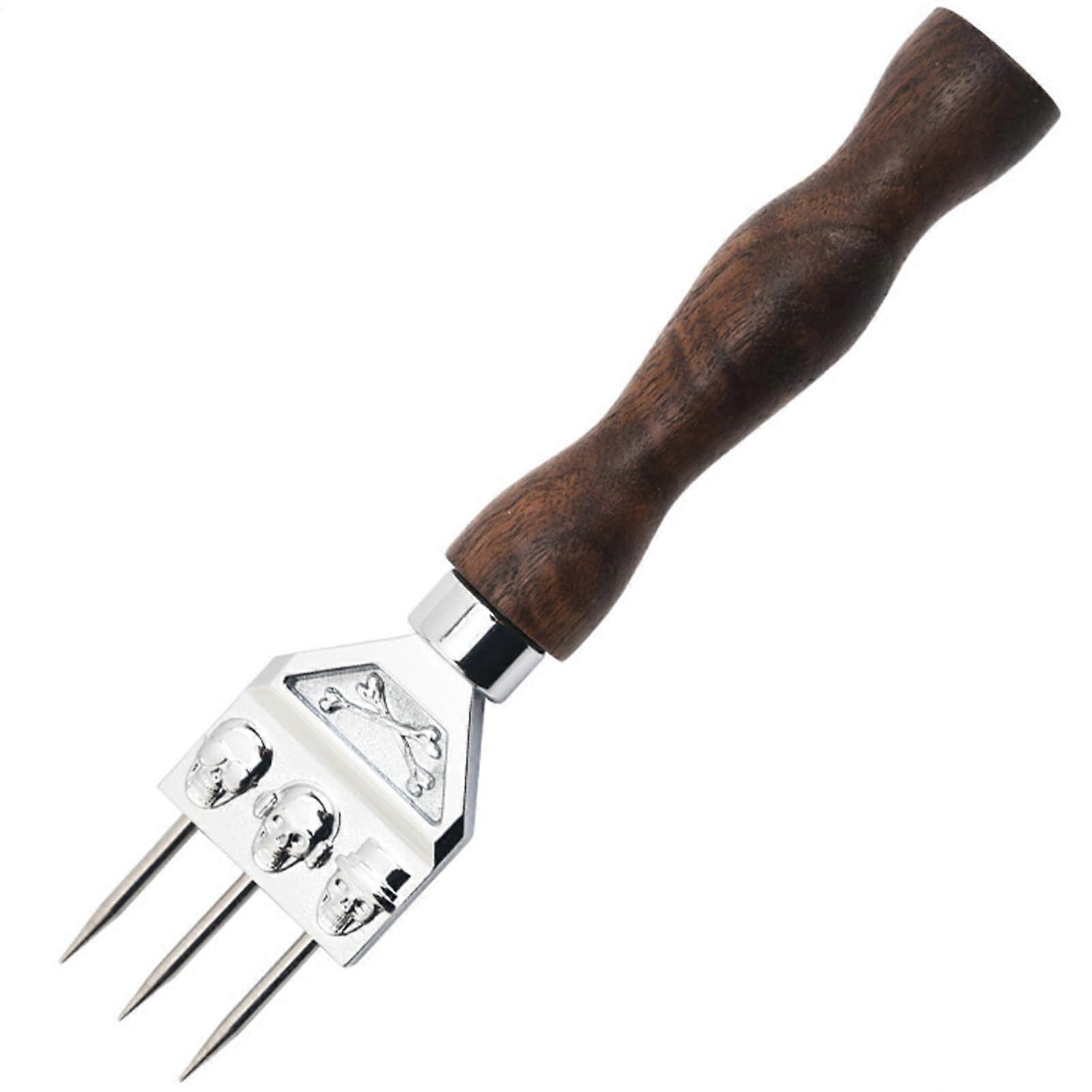 Stainless Steel Ice Axe with Skull Handle - Ergonomic Three-Pronged Ice Crusher for Cocktails, Bar Accessories, and Camping