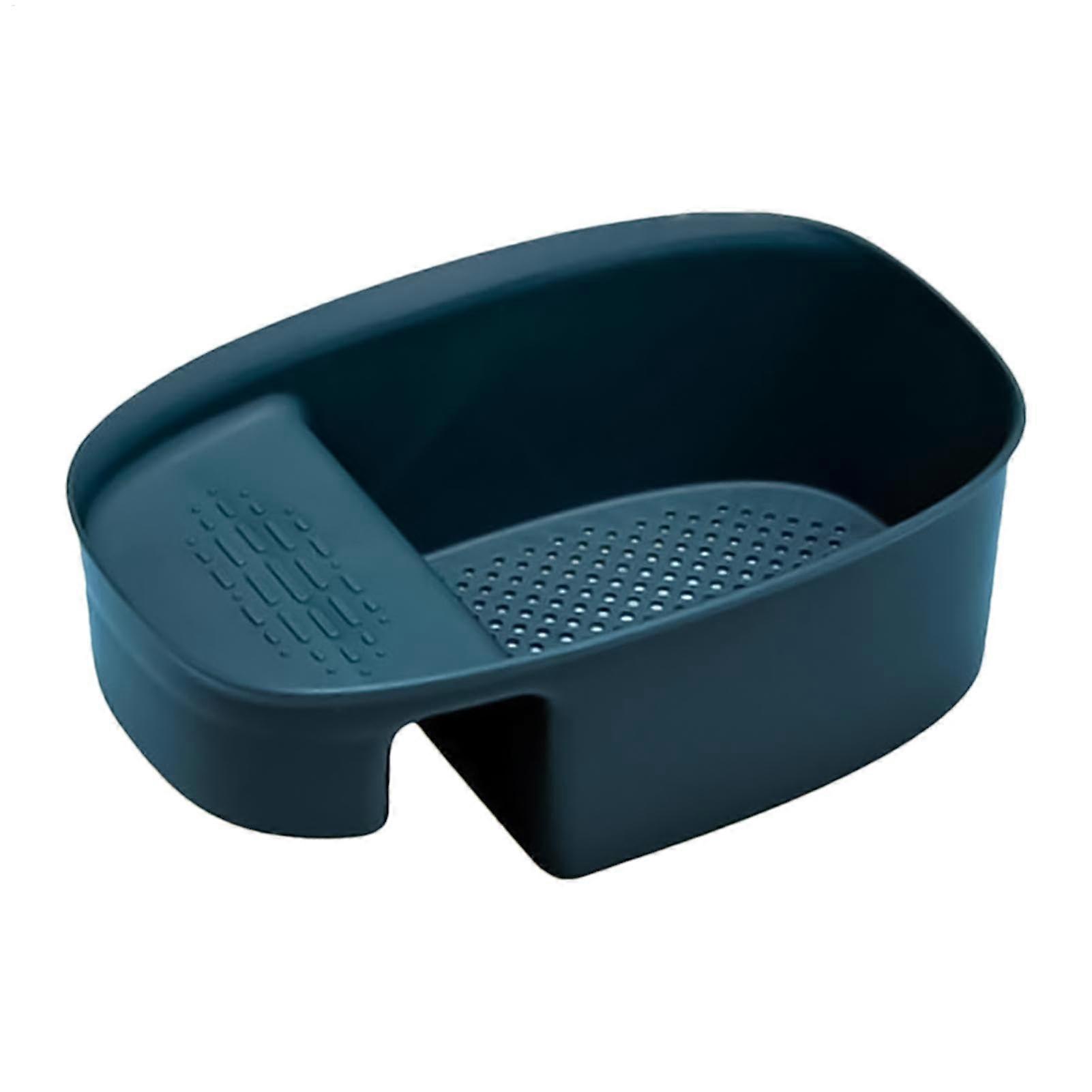 Drain sieve for kitchen sink, saddletype hanging drain rack, multifunctional sink strainer, blue food waste catcher for the kitchen