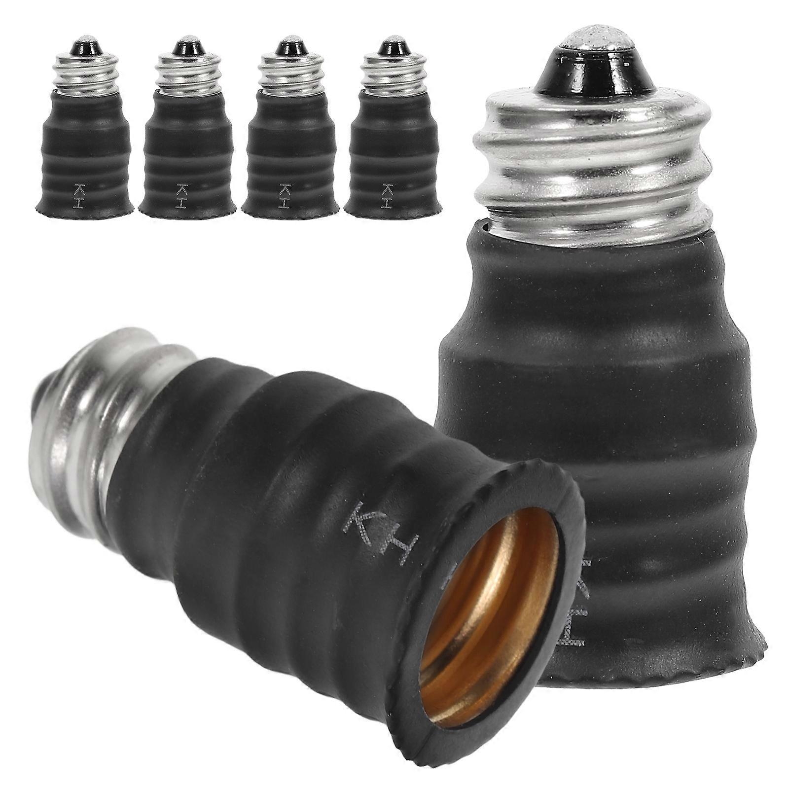 E12 to E14 Light Bulb Adapter for Computer Use Black Copper and Aluminum Plated with PBT 6pcs