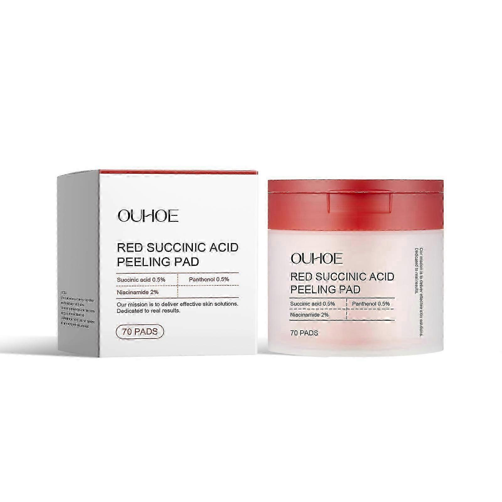 Red Succinic Acid Panthenol Facial Peeling Pads, Zero Pore Pads, Niacinamide + Salicylic Acid Facial Toner Pads for Exfoliation Minimizing Pores, 70pc