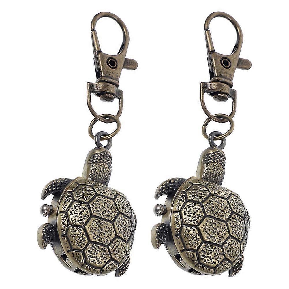 Vintage Turtle Keychain Quartz Pocket Watch Retro Design for Boys and Girls Birthdays and Holidays