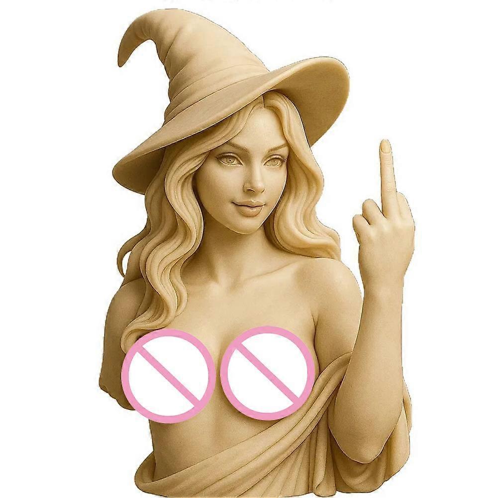 Mittelfinger Hexe Statue, lustige 3D Harz Mittelfinger Hexenfigur