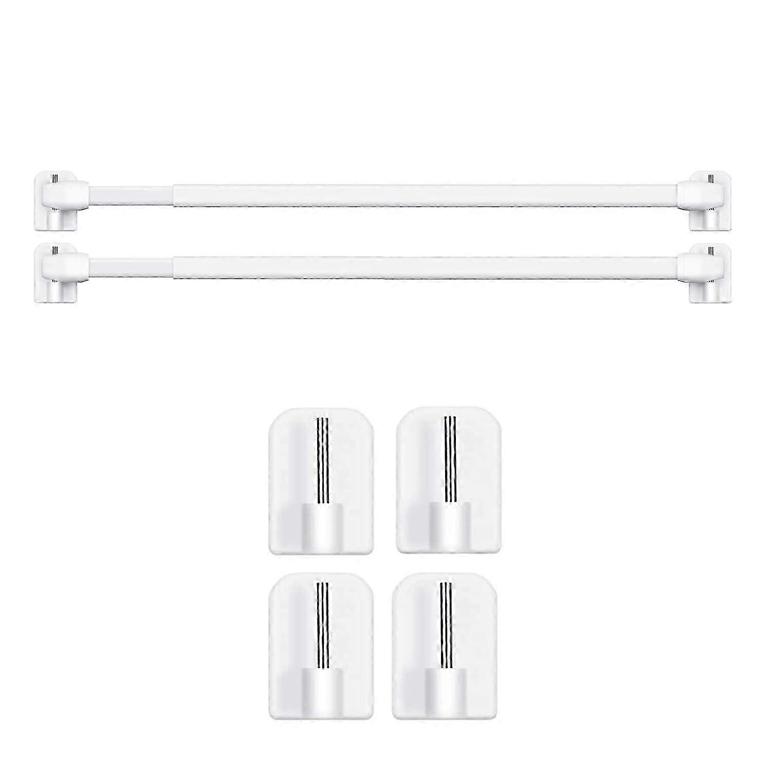 Extendable window curtain rod with self-adhesive hooks