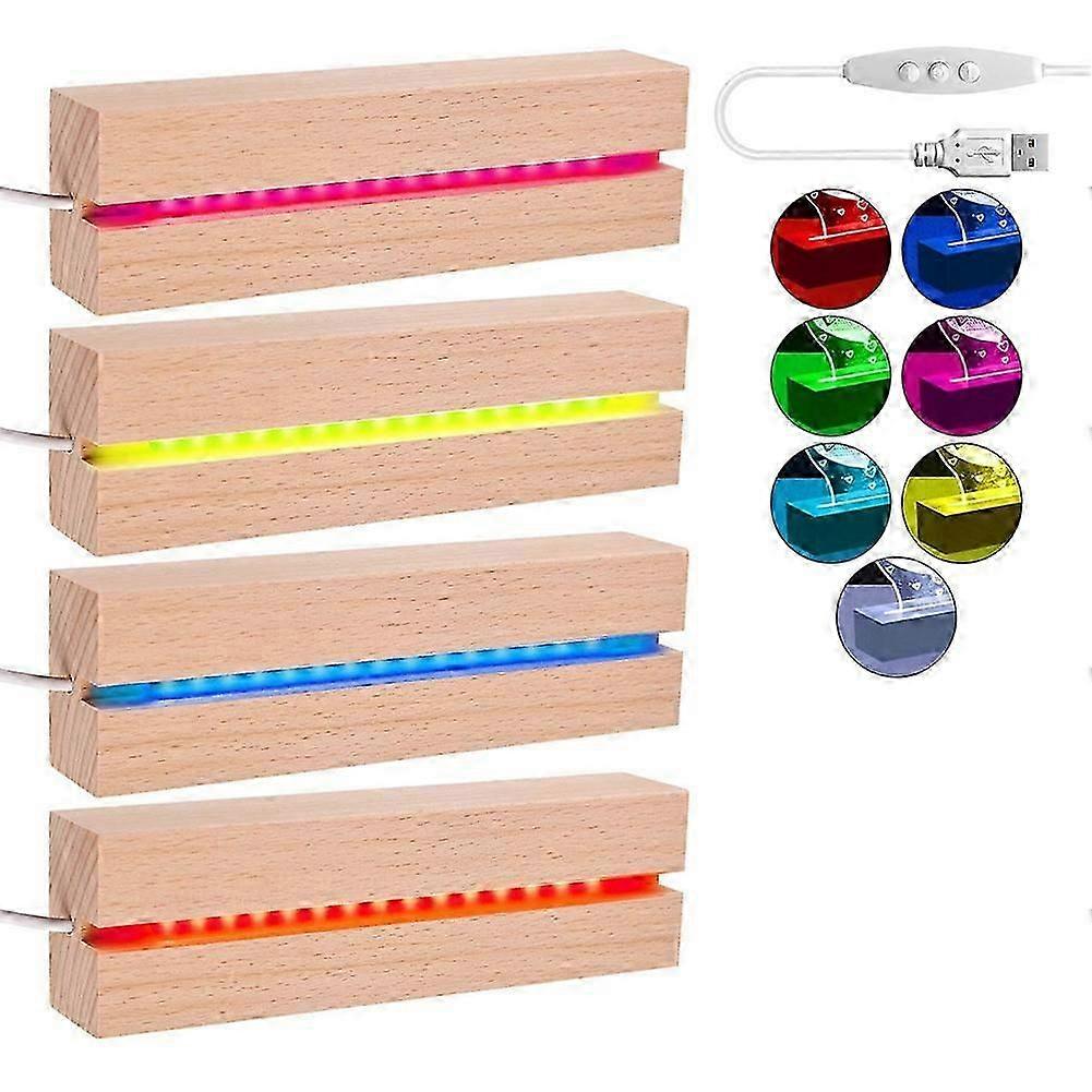 LED Wooden Socket, LED Light Base, USB Wooden Base, LED Lights Socket, Rectangular Illuminated for A