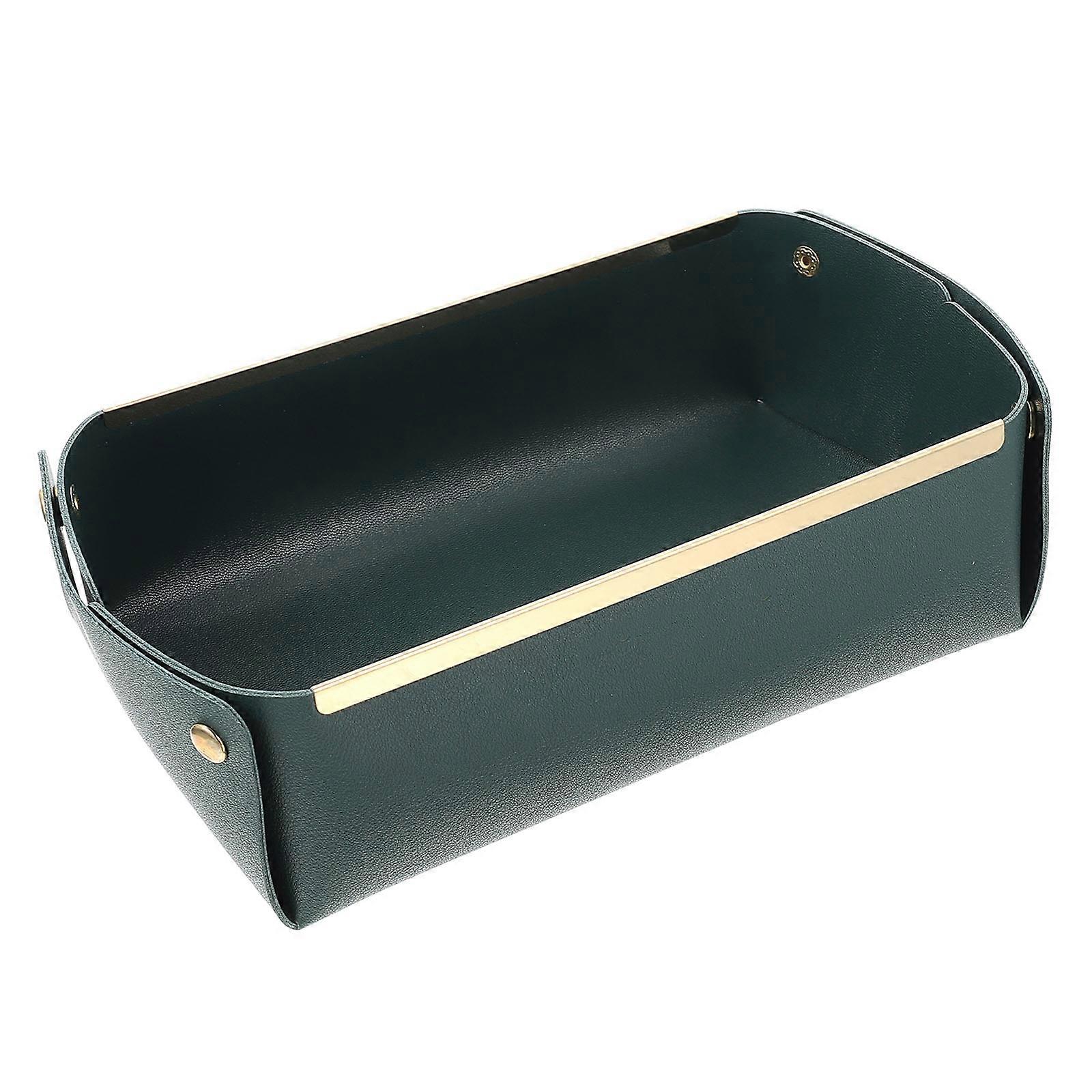 Dark Green Collapsible Storage Tray for Home Desktop Use with and Alloy Material 7.8 Inches