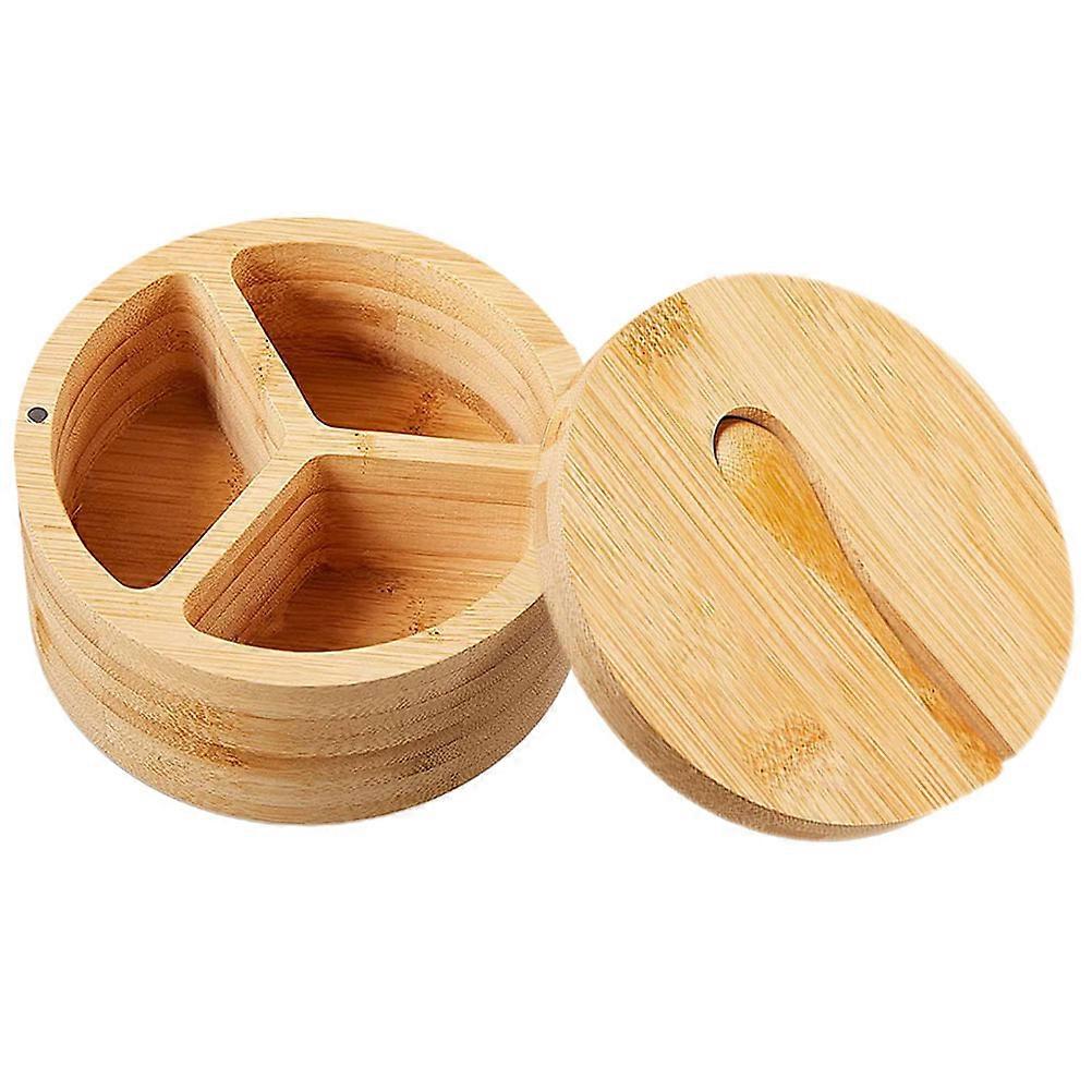 Divided Spice Container Bamboo Spice Box for Storage 1Set with