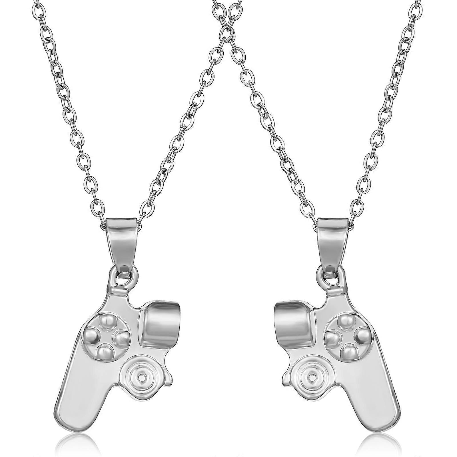1 Set Couples Game Controller Pendant Necklace Elegant Matching Jewelry for Friends , Symbolizing Bond and Affection Unique Design for Him and Her