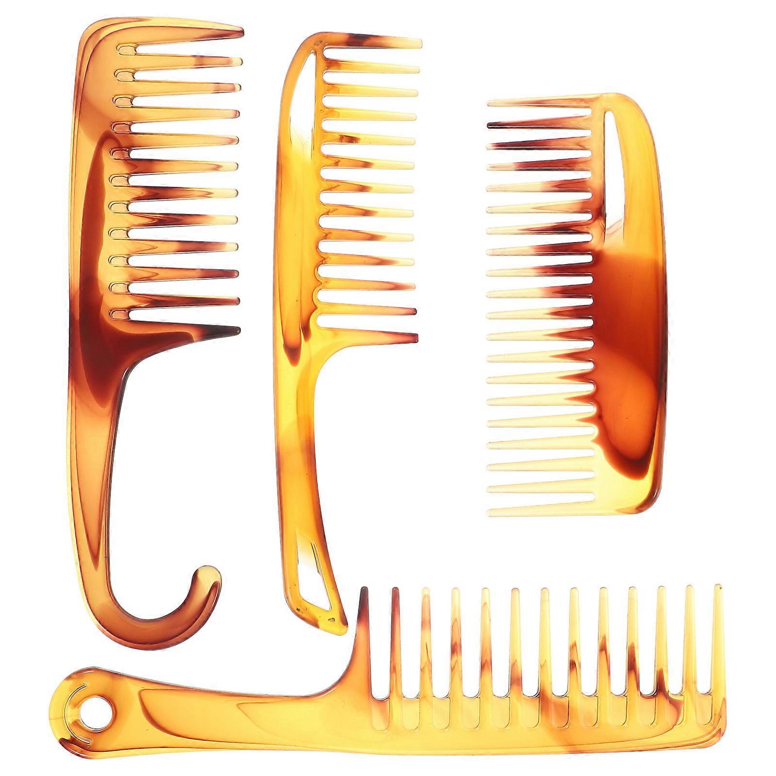 Amber Wide Tooth Comb for Men Safe and Gentle Detangling 1 Set Plastic Lightweight Portable