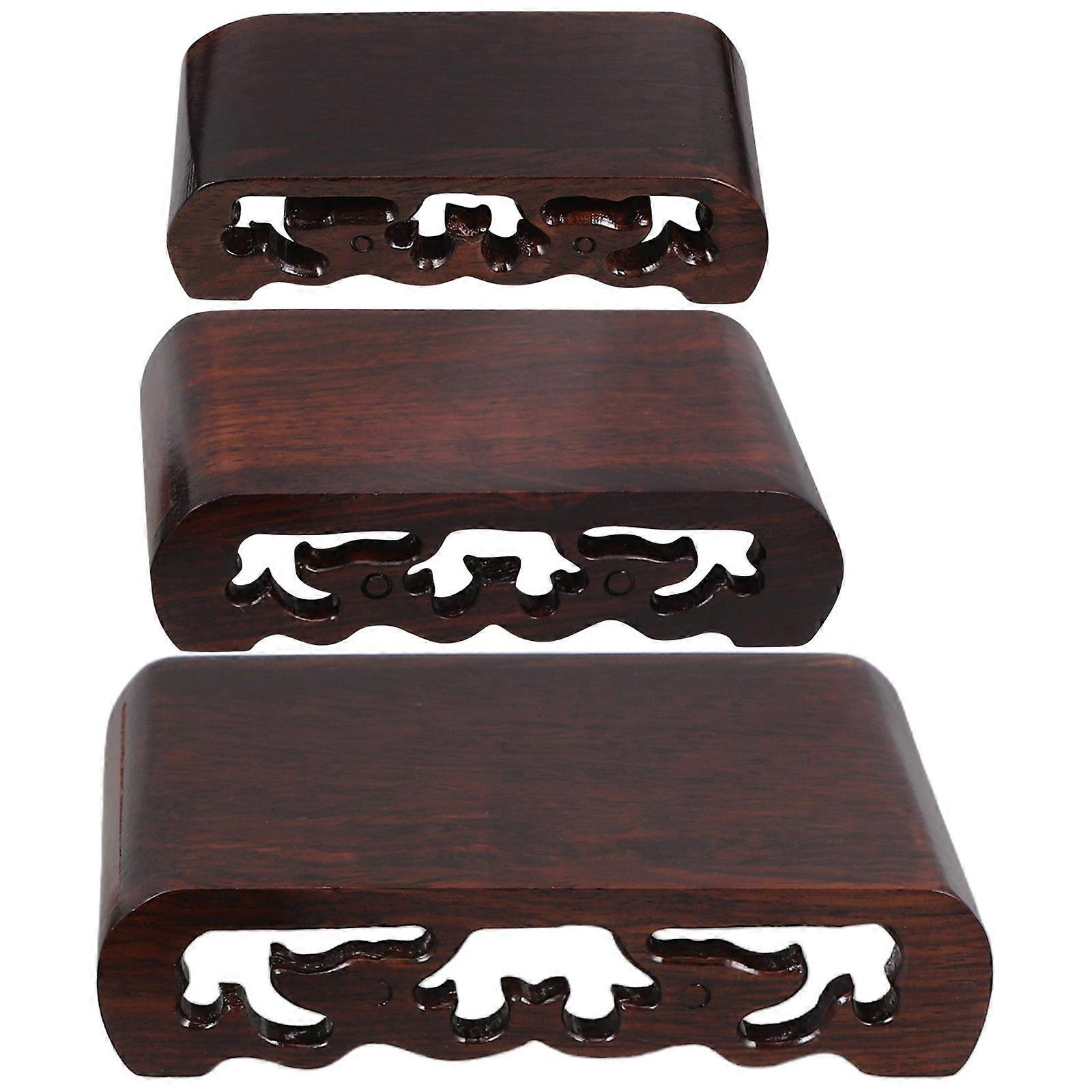 Wooden Display Stand Base for Teapots, Vases & Stones – Sturdy Handcrafted Pedestal with Unique Carved Design for Oriental Craft Showcases