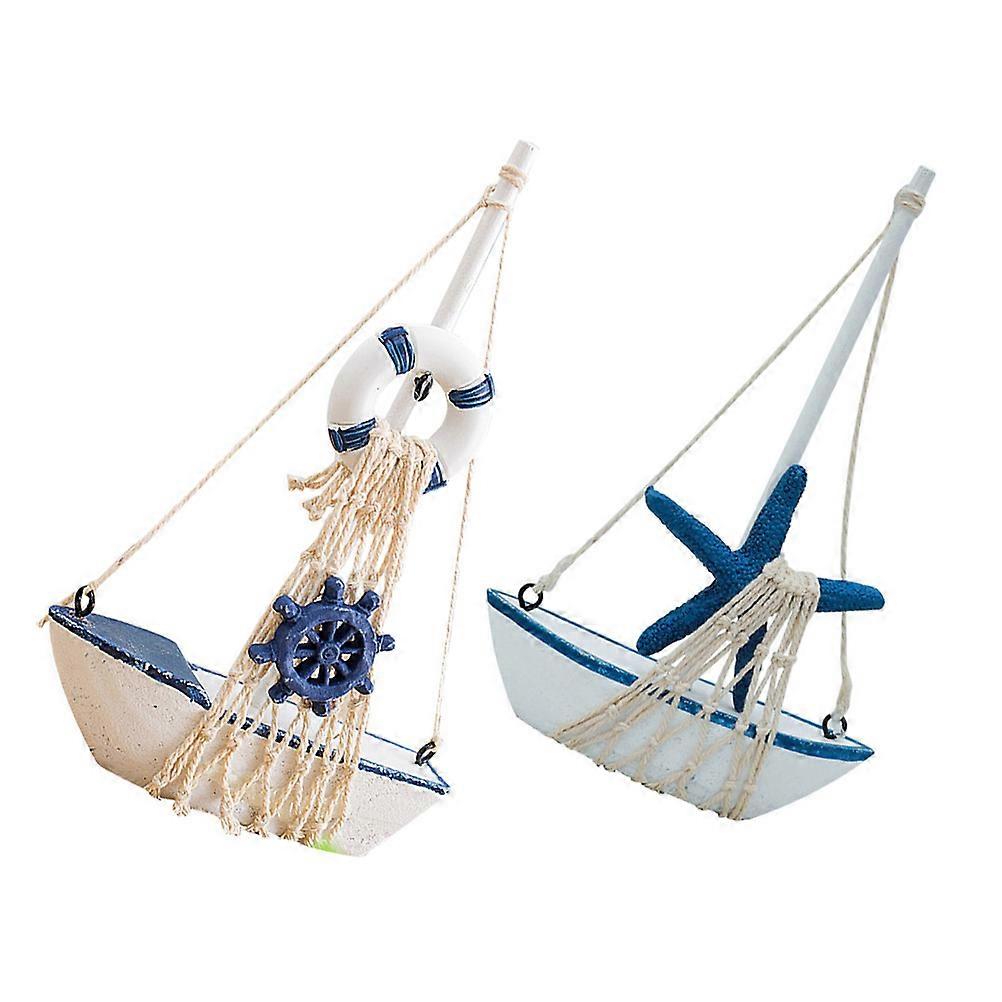 Compact Sailboat Model Decoration Made of Composite Material for Home Office Assorted Color