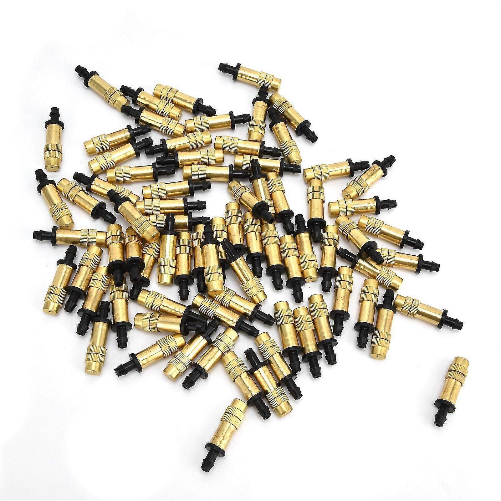 100PCS Copper Atomizing Nozzle Sprayers - Single Hook Drip Irrigation Sprinklers for 4/7 Hose System - Efficient Watering Solution