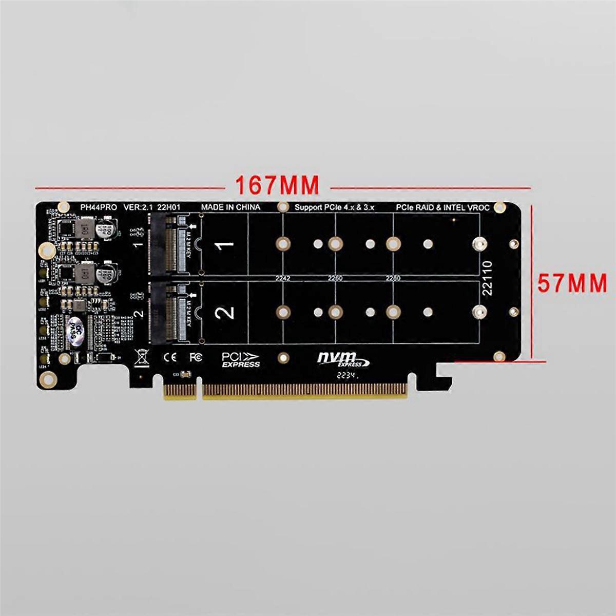 4X Double-Sided 4-Disk NVME Card PCIeX16 to M.2 M-Key NVMEx4SSD 2U Server Array Expansion Adapter Sp