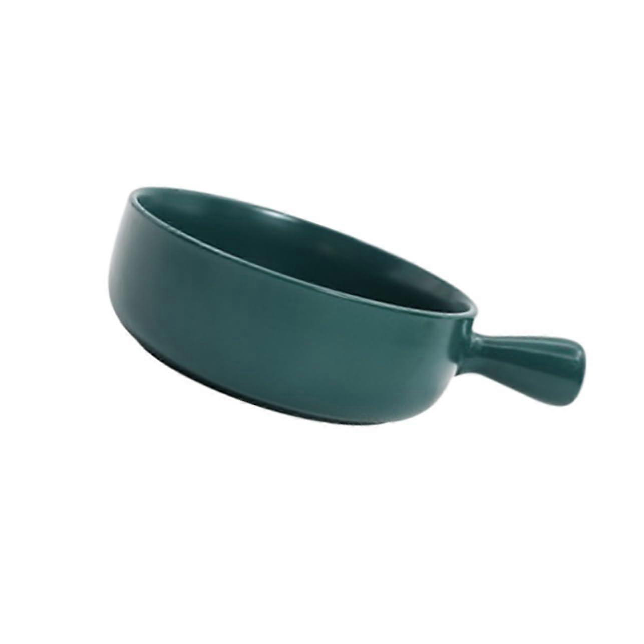 Ceramic Pan Soup Bowls Set - Green Ceramic Ramekins, Small Pasta Bowl, Appetizer Plate, and Milk Pot