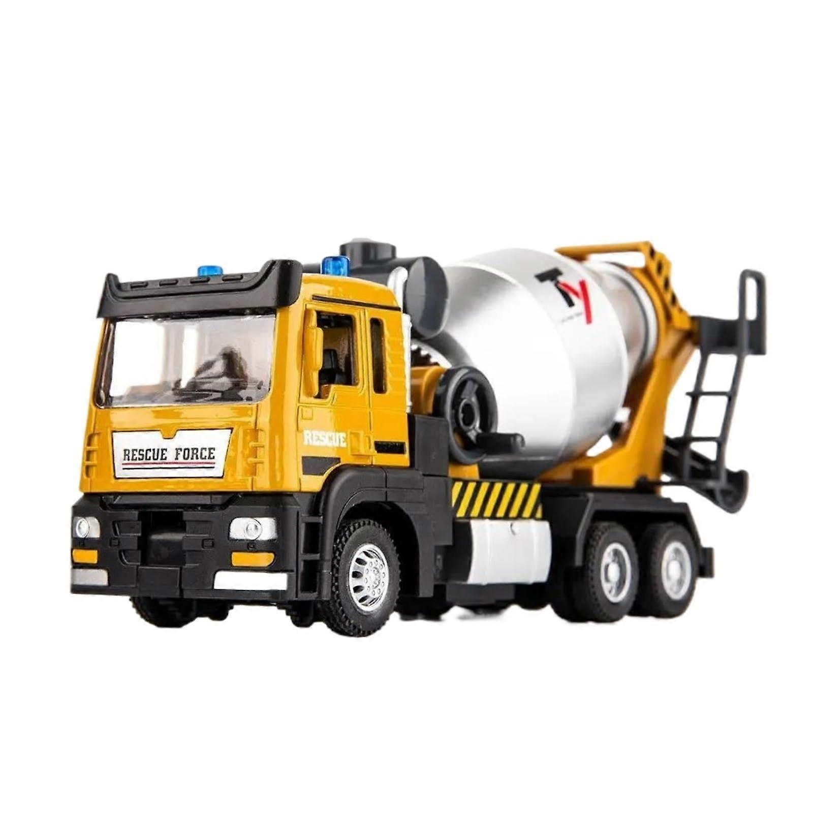 1:32 Scale Model Car Cement Mixer Truck Die-Cast Metal With Sound And Lights Pull-Back Action Alloy Finish