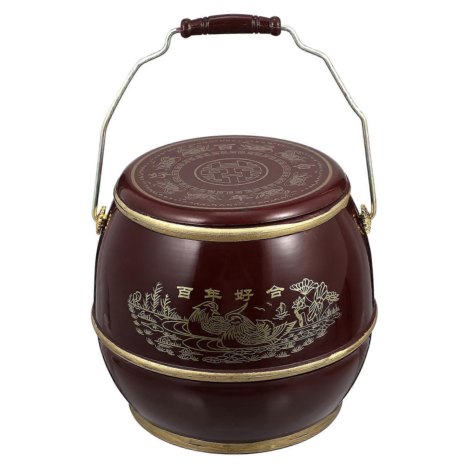 Red Plastic Storage Barrel for Home Use Portable and Easy to Clean Suitable for Wedding Decoration and Egg Storage 1Pc