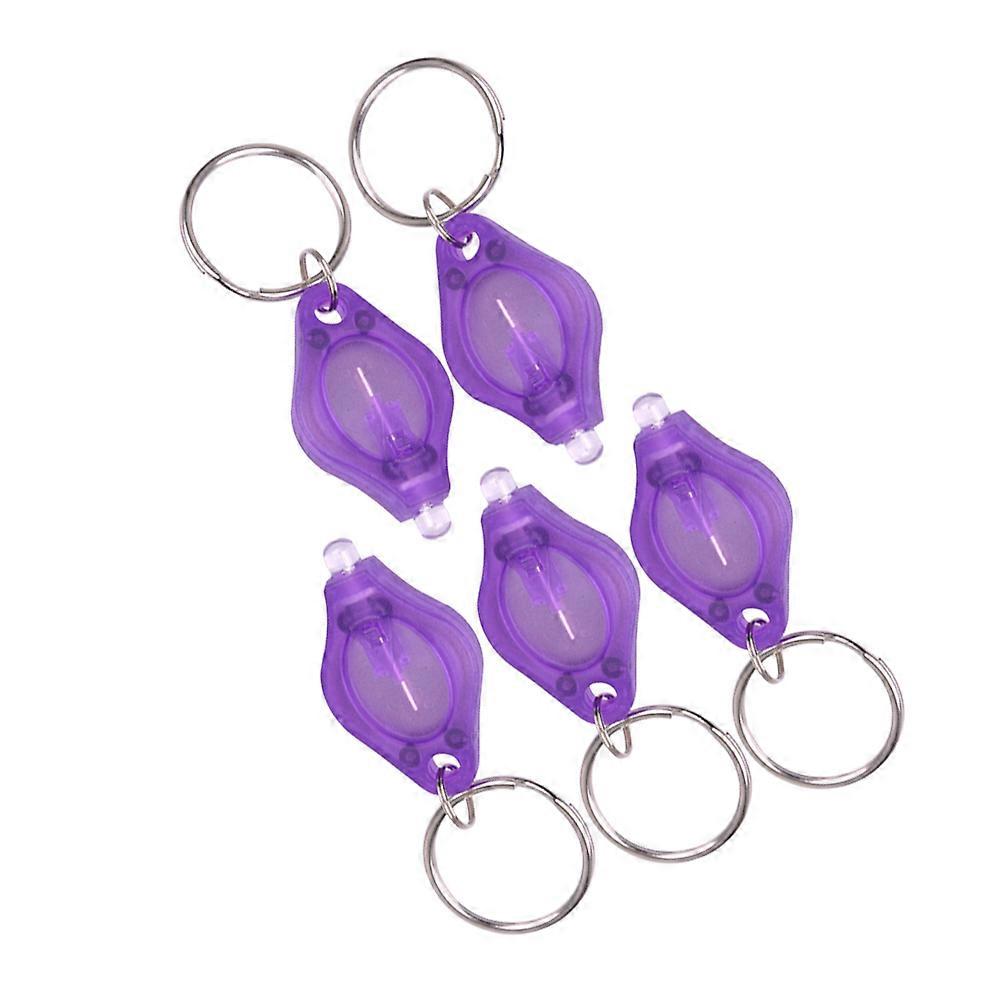 5 Pcs Plastic LED Keychain Light Torch For Outdoor Emergency Use In Purple