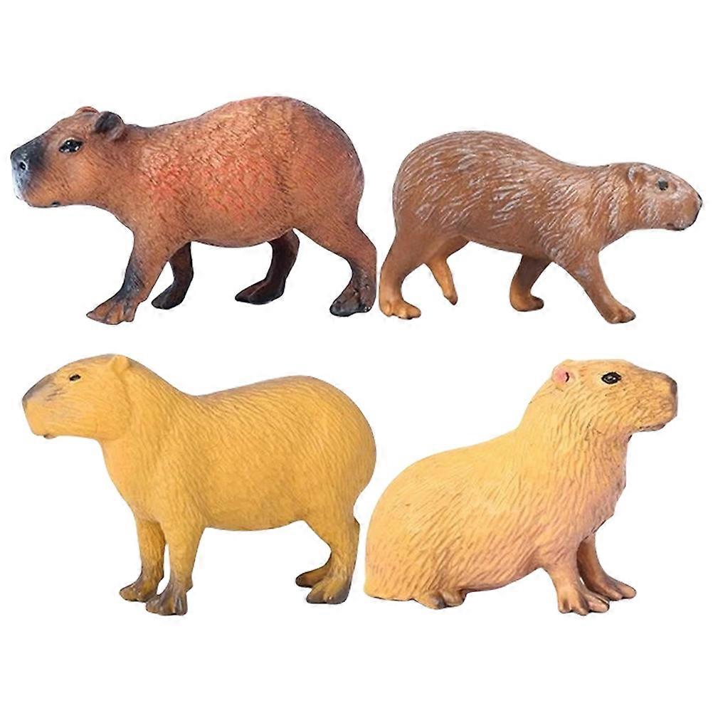 4Pcs Capybara Figurines Wildlife Craft Small Decors Desktop