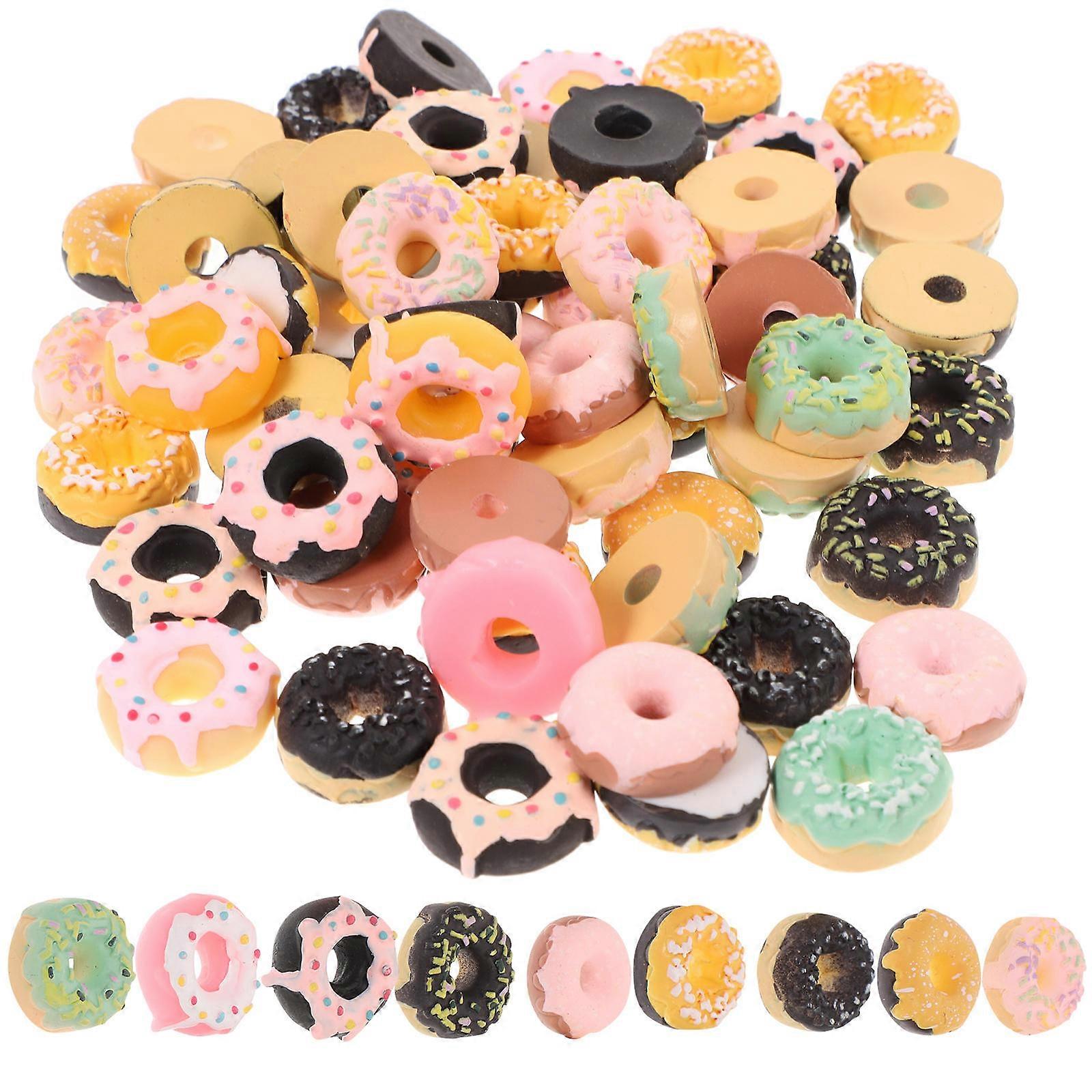Resin Donuts Figurine 60Pcs Assorted Color Cute Charms Ideal For DIY Projects And Friend Gatherings