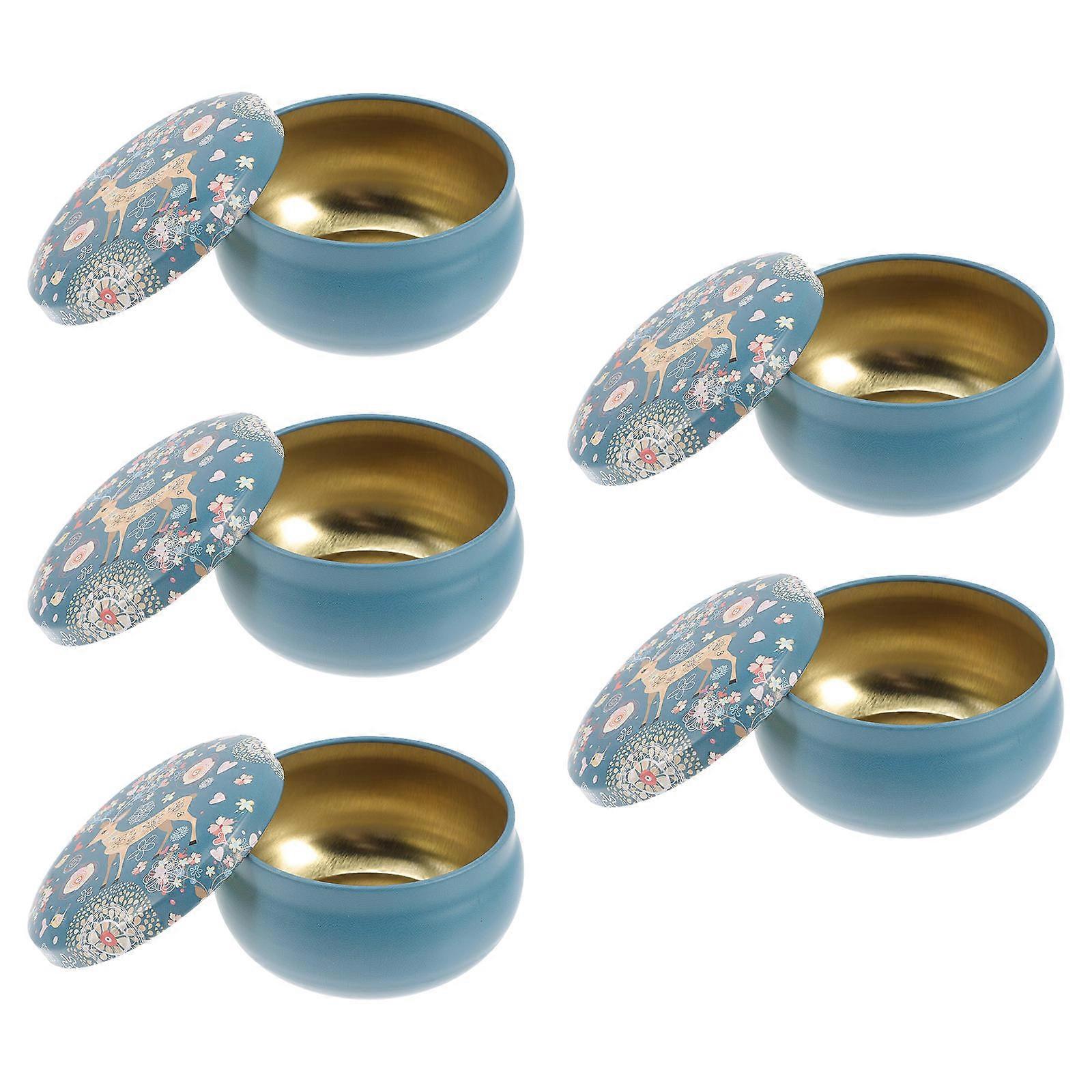 Round Tinplate Trinket Box For General Users Color Insect Proof Function 5Pcs