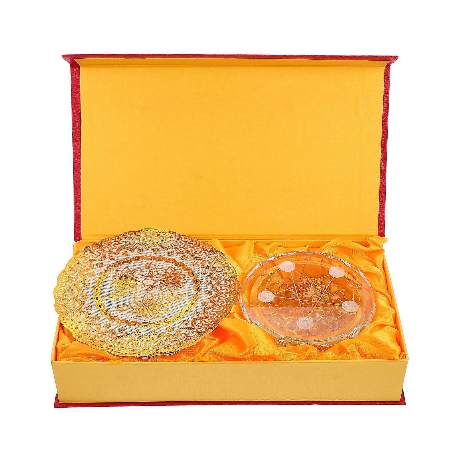 Five Element Crystal Ball Set with Display Base Decorative Balls for Home and Office Meditation and Feng Shui Decoration