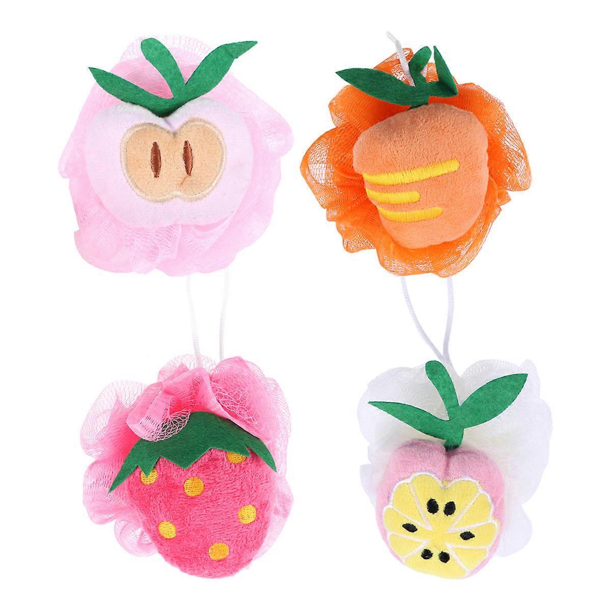 Fruit Shaped Bath Ball with Soft Plush and Nylon Material for Shower Use Assorted Pcs