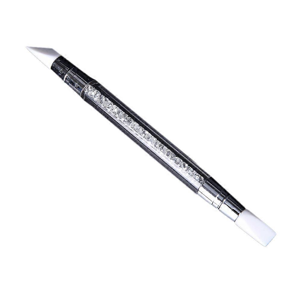 Nail Art Pen Set with Silicone Heads, Transparent Acrylic Handle for Rhinestone Decor, Durable and Comfortable Tool for Creating Patterns and Flowers