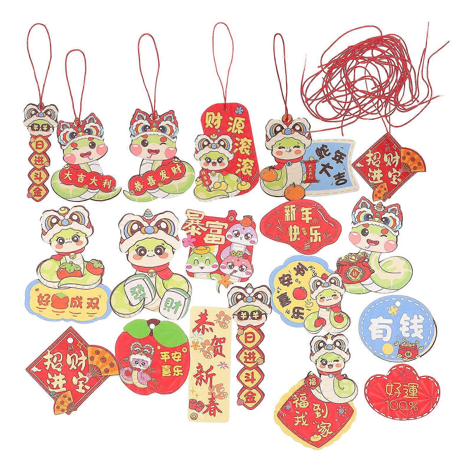 Chinese New Year Ornaments 18 Pieces Hanging Ornaments For Lunar New Year Celebration Multi Color Decorative Paper