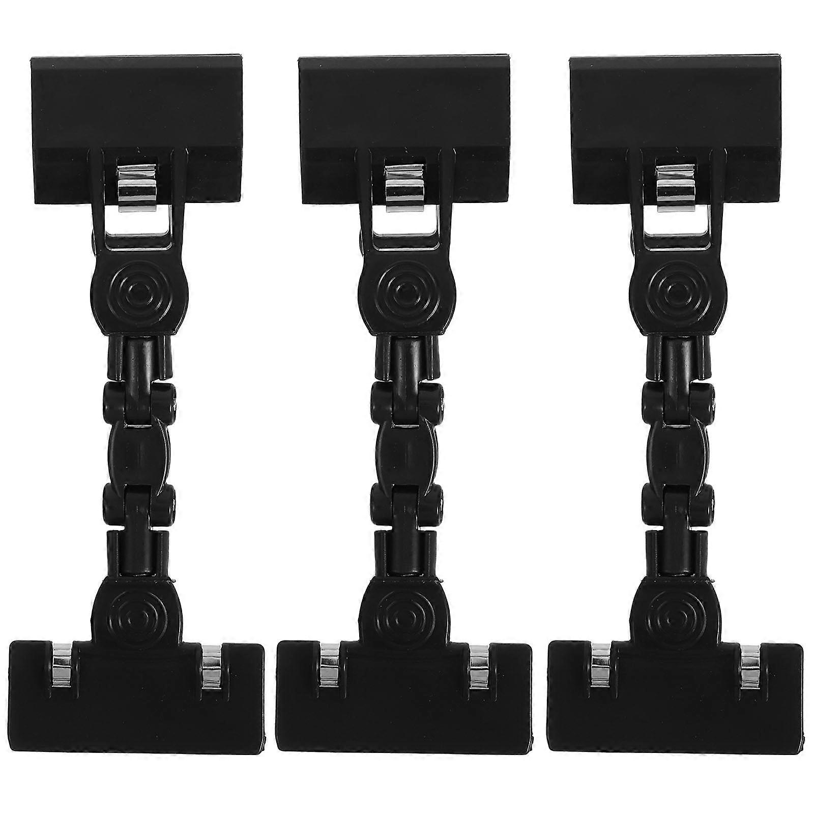 3Pcs Secure Clamping Sign Holder Clips For Supermarket And Retail Environment Featuring Adjustable Dual-Head