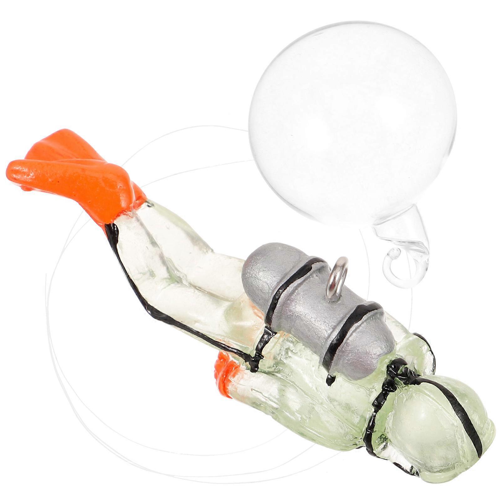 Glow in the Dark Resin Diver Decoration for Fish Tank Adds Lifelike Environment Light Green