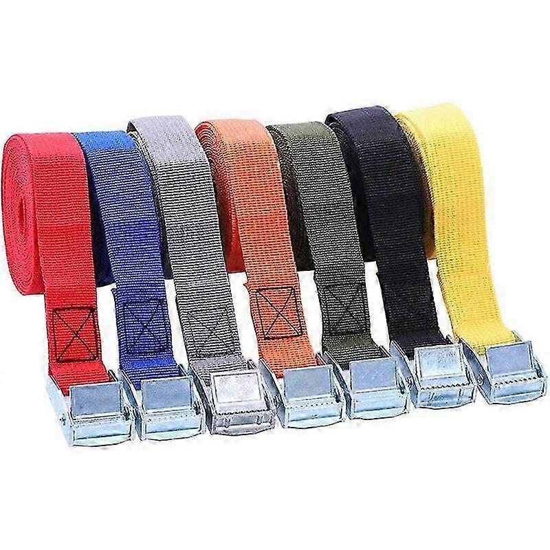Paquet de 6 sangles à cliquet réglables et robustes pour bagages, voiture, moto, kayak - Sangles d’arrimage en polypropylène durables avec friction B résistante à l’usure