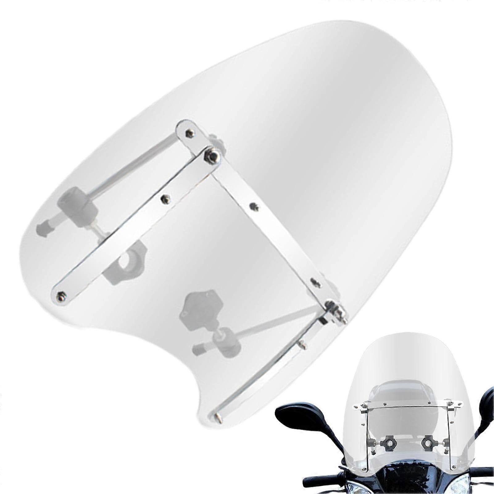 Transparent Motorcycle Windshield Adjustable Scooter Wind Shield Clear Acrylic Windshield Compatible with Most Bikes and Scooters