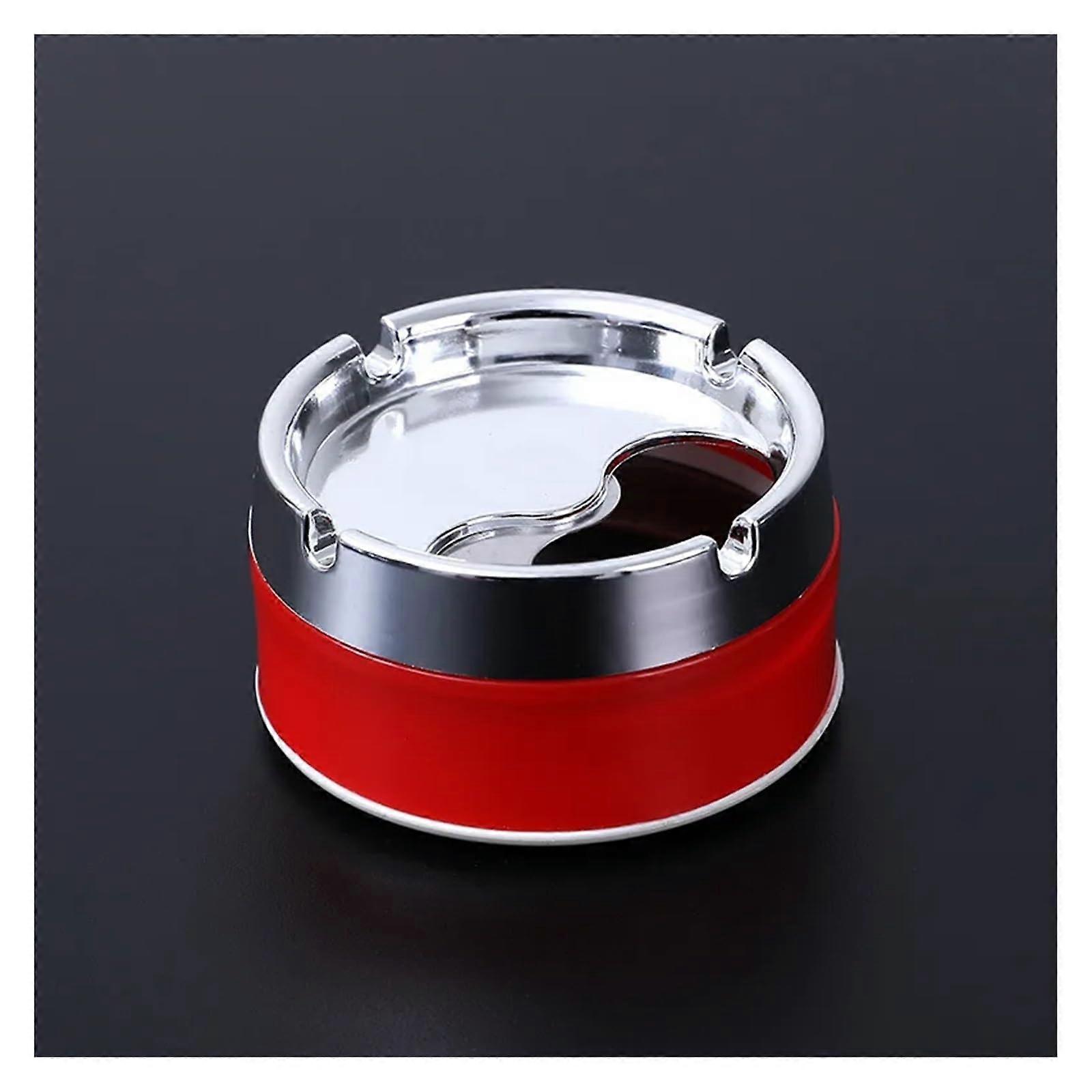 Stainless Steel Ashtray, Portable Home Use, Drop-Resistant and Durable, Multi-Functional With Red Lid, 1 Pc