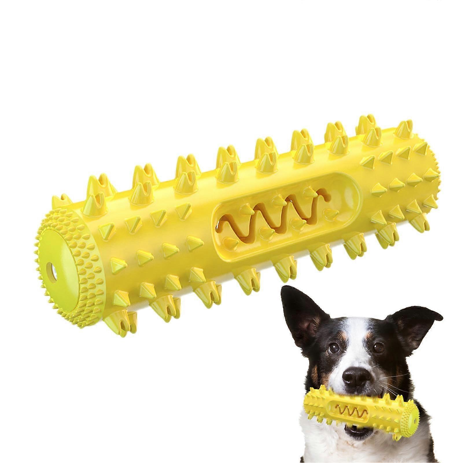 Dog Squeaky Toy for Aggressive Chewers, Heavy Duty Chew Stick, Yellow Puppy Teeth Toy, Durable Chew Toy for Dogs