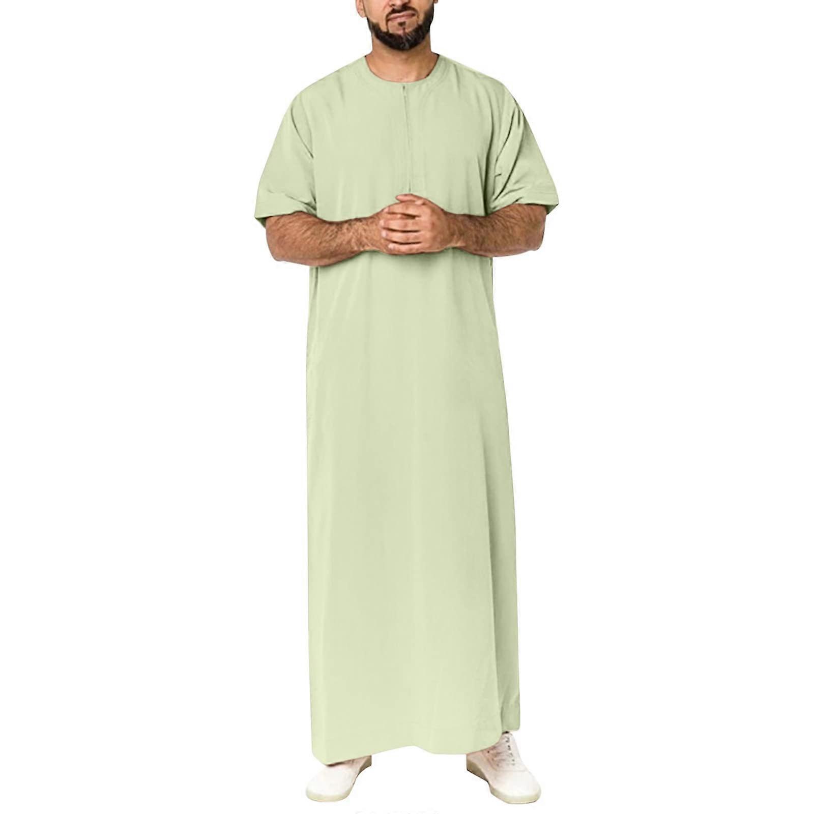 Men Muslim Long Sleeve Green XXL Thobe with Trousers