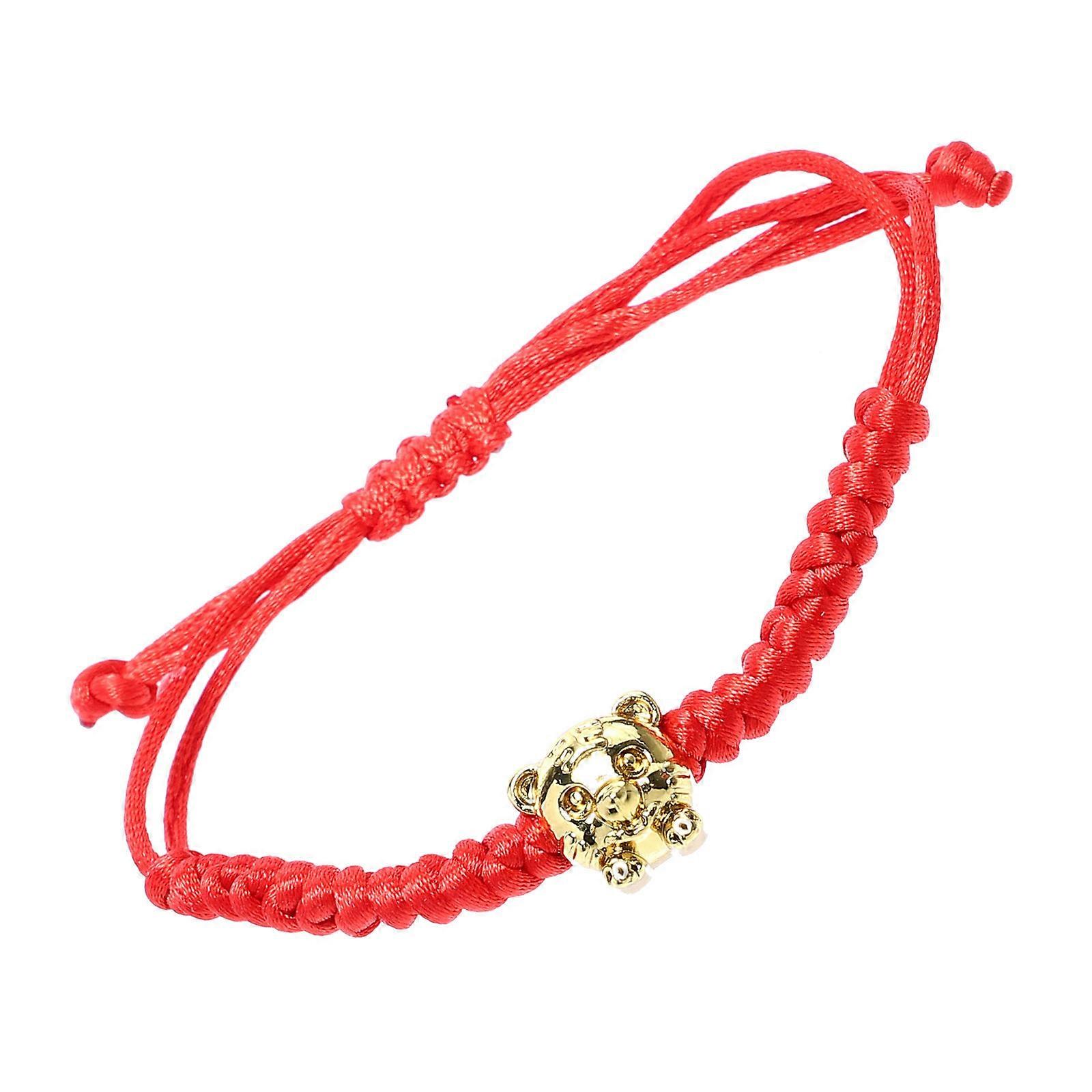 Red String Bracelet Knots Wrist Chains Red Alloy and Rope Protection 1Pack