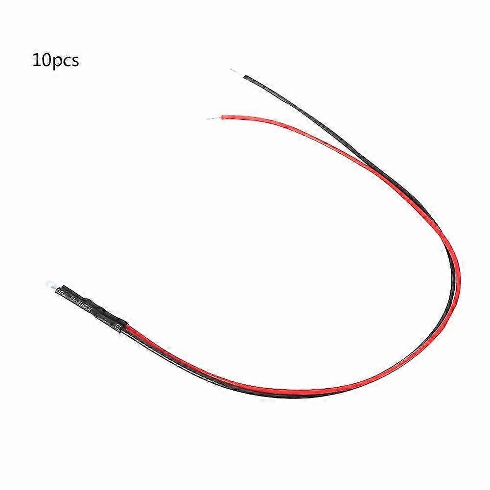 10pcs 12v 3mm LED Light emitting Diode Wired Multicolor LED Light Cable 20cm 0.06W(Warn white)