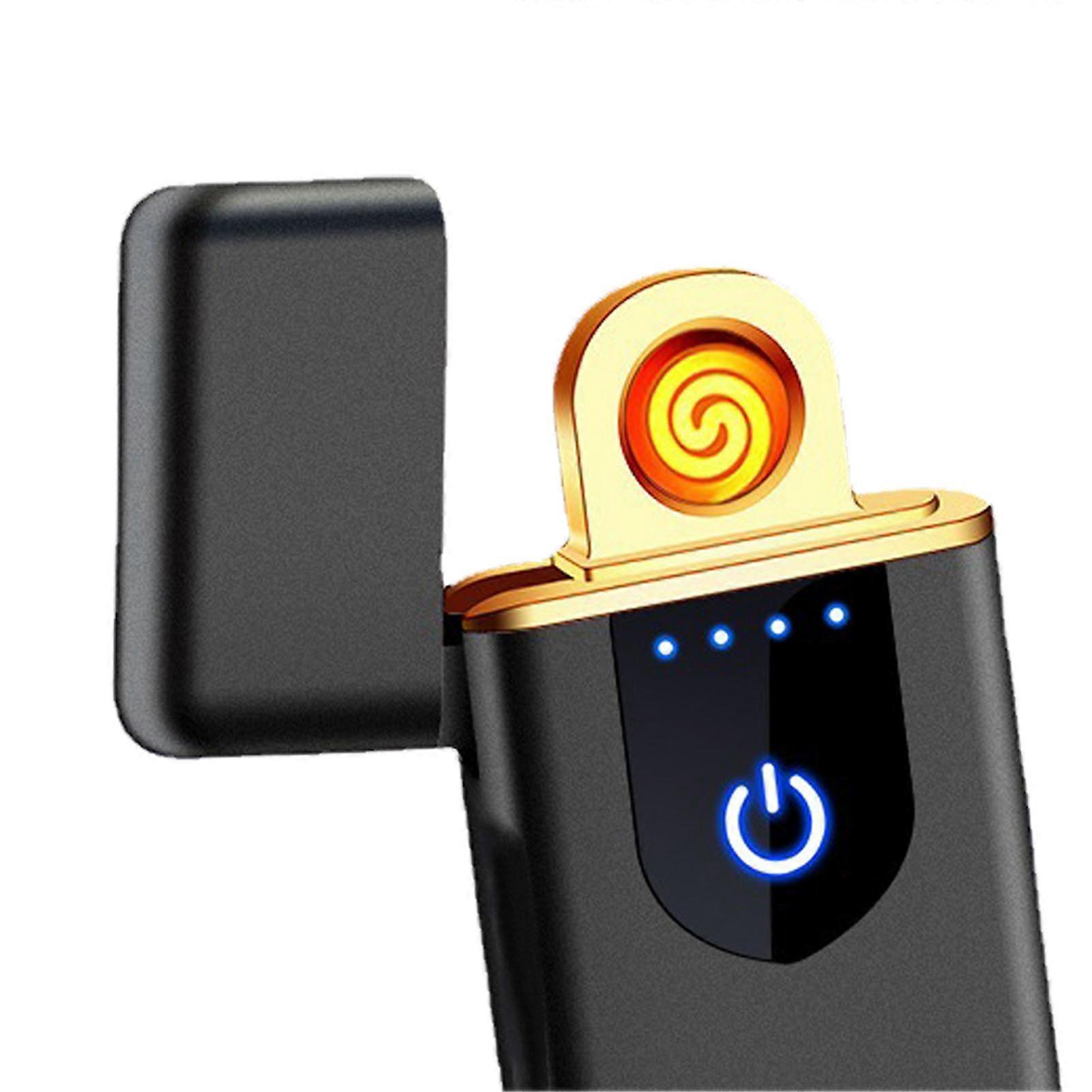 USB Rechargeable Electric Lighter Touch Sensor Black 79x29x10mm