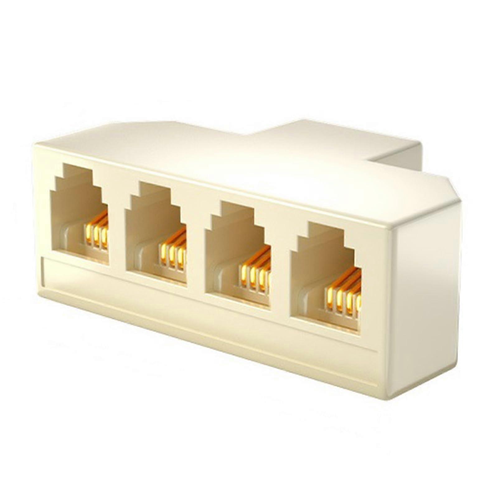 RJ11 Telephone Splitter Adapter 6P4C 6P2C for Landline Phones and Fax Machines, 4-Port Design, Compatible with Standard RJ11 Connections