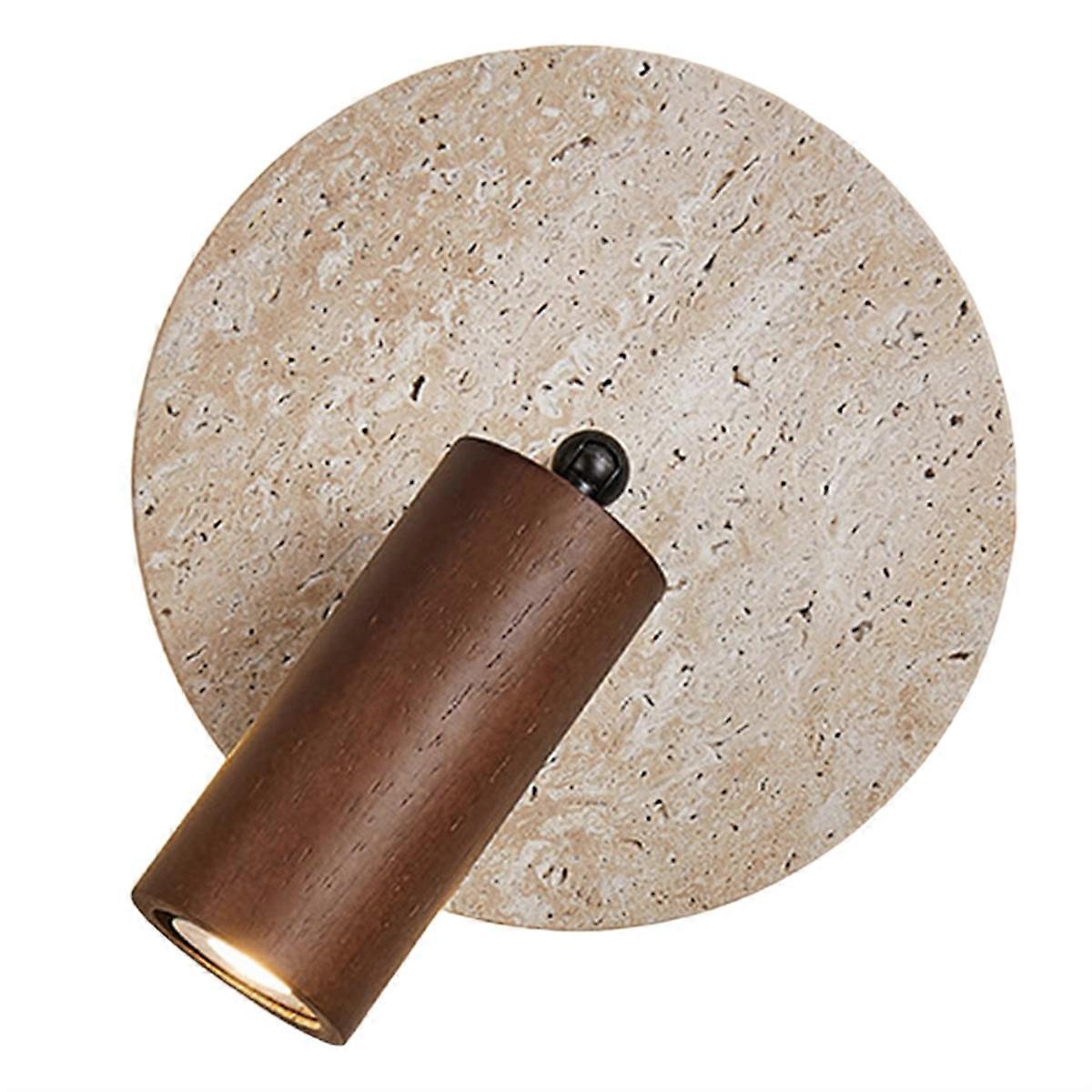 Wood LED Wall Lamp Sconce Pull Chain Aisle Bedroom Rotate Yellow Travertine Nordic Modern Lighting B