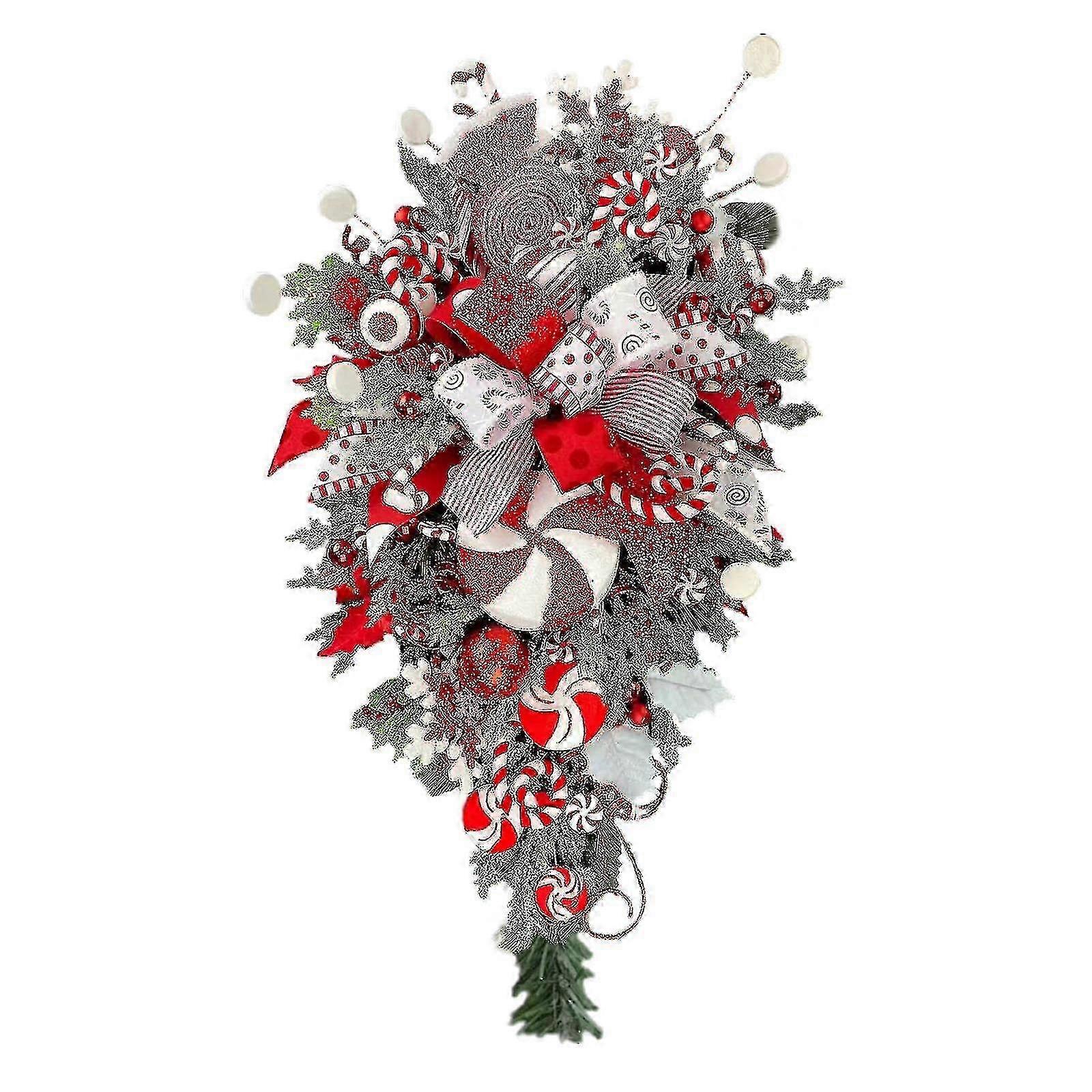 2025 19 Zoll Zuckerstange Weihnachten Swag Süß Rot Weiß Weihnachten Kranz