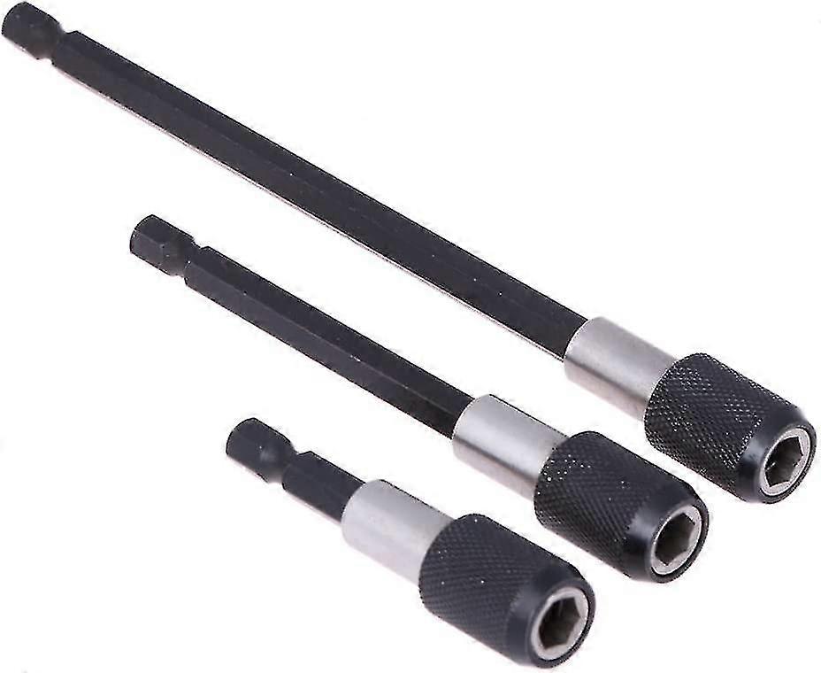 Three-piece set of 1/4-inch hexagonal shank magnetic screwdriver bits, expandable bits for improved efficiency