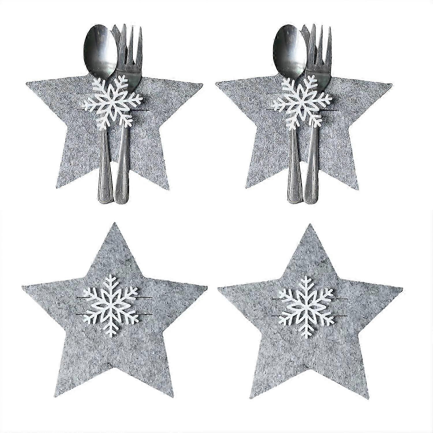 20PCS Christmas Tree Cutlery Holders, Five-Pointed Star Rectangular Pockets for Table Decoration