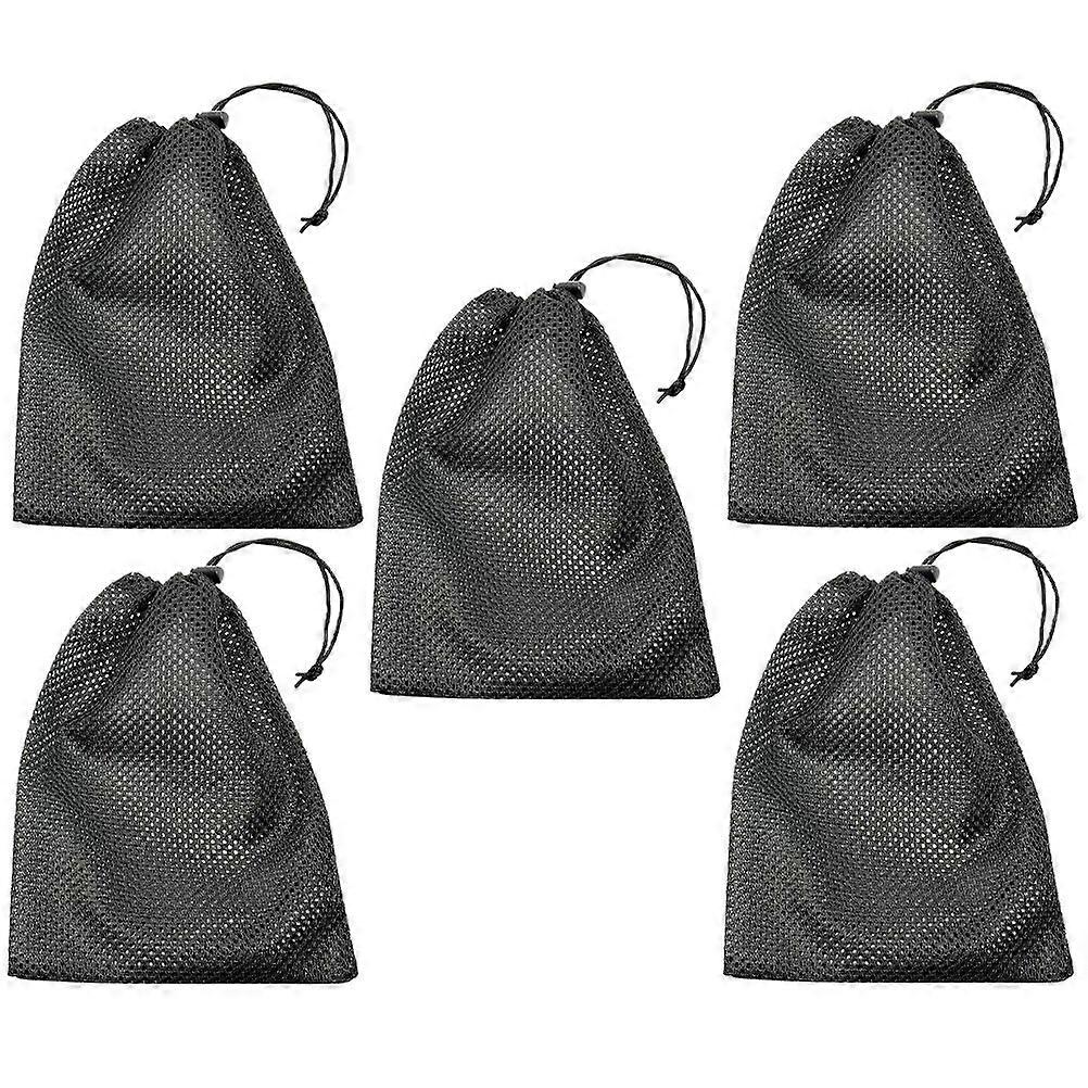 Black Mesh Drawstring Bag for Golf Balls Made of Polyester Durable and Easy to Clean Portable with Large Capacity